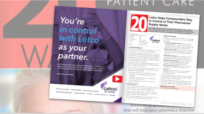Letco Helps Compounders Stay in Control of Their Pharmacies’ Supply Needs