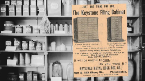 The Keystone Filing Cabinet Vintage Ad